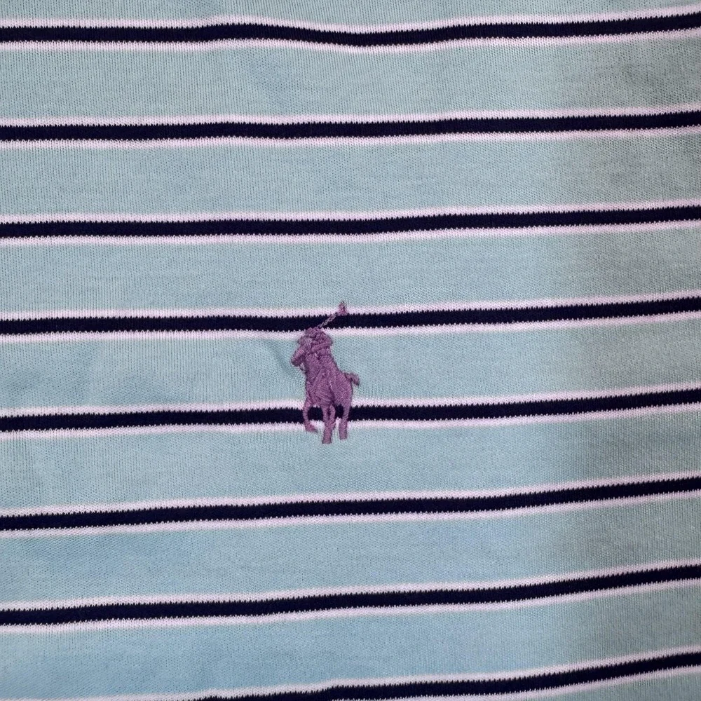 Polo Ralph Lauren Polo Shirt Mens XL Striped Classic Fit Short Sleeve Teal‎